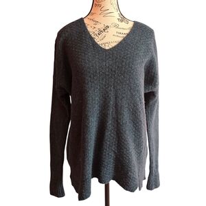 LOFT Green V-Neck Wool Sweater Large Casual